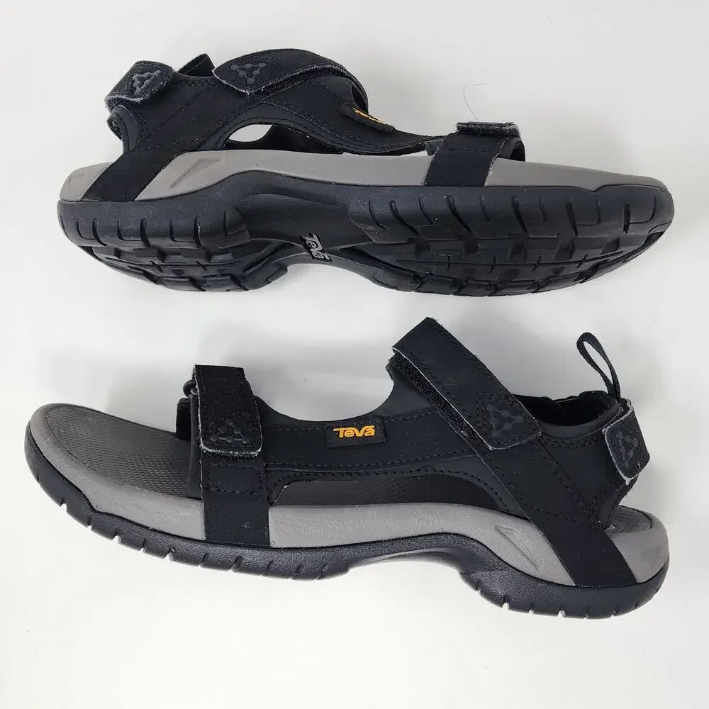 Teva Sandals Men 9 Meacham Black Sport Shoes 3 Adjustable Straps 1110392
